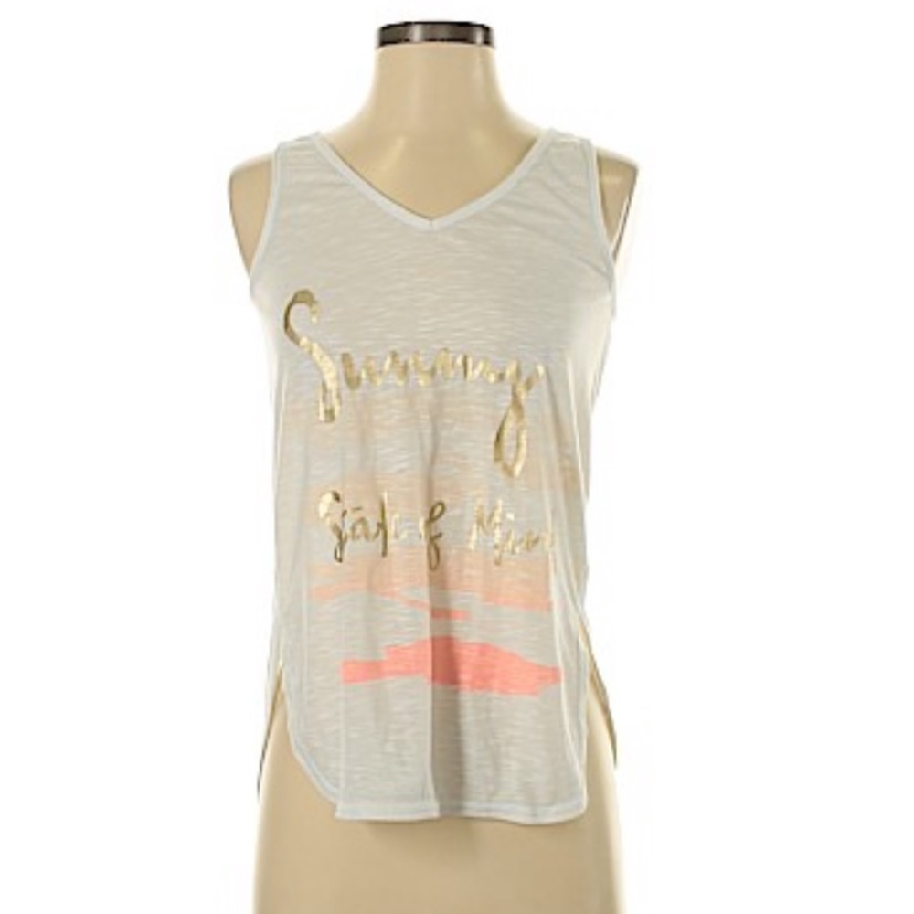 Lilly Pulitzer Sunny State of Mind Tank White Gold - Picture 3 of 5